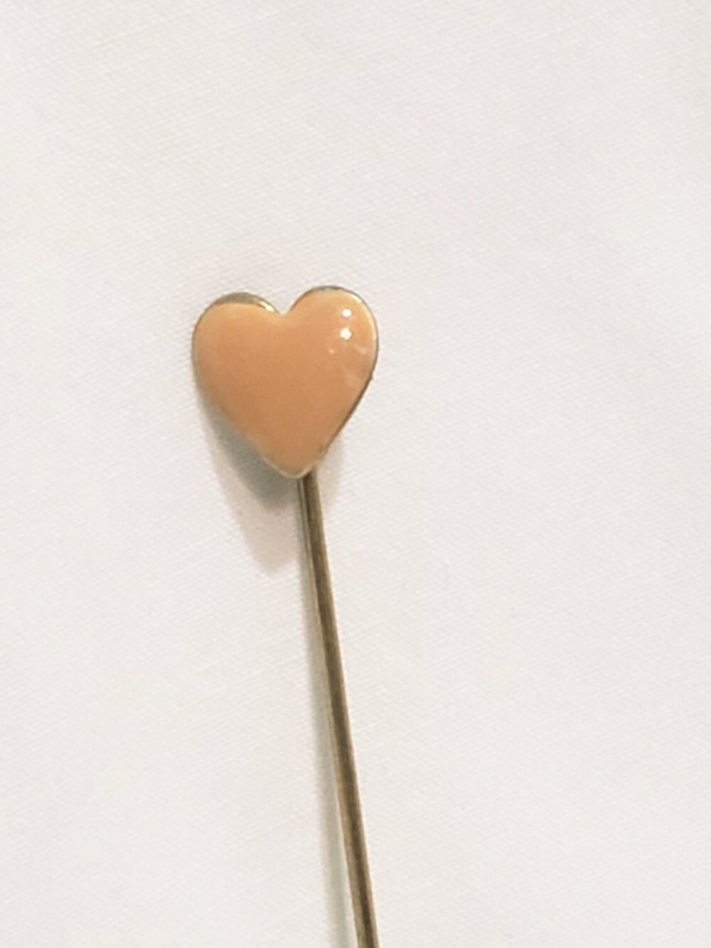 Pink Heart Stick Pin Gold Tone Vintage 2.5"